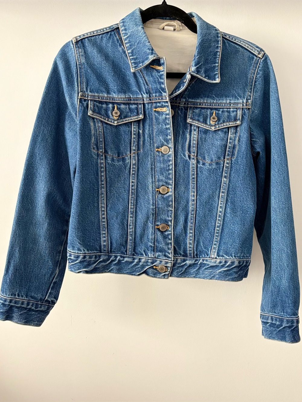 GAP Women's Vintage Jean Jacket Small 90s Streetwear Fitted Medium Wash Denim